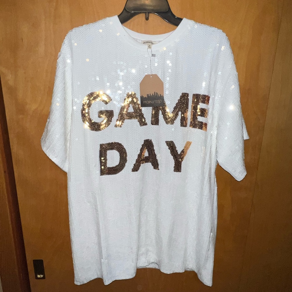 NWT white/ gold sequin gameday dress!